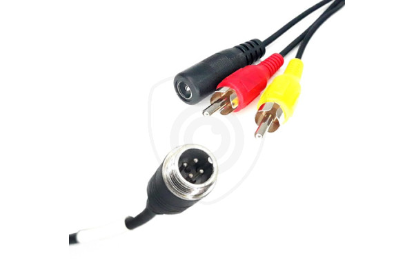 Adaptor reductie de la 4-PIN tată la 2x RCA tată + alimentare mamă