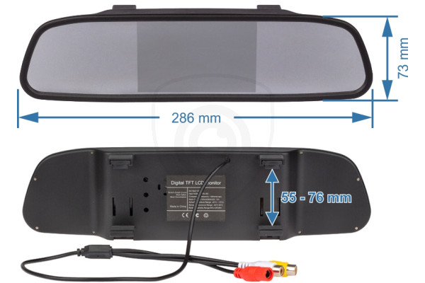 dimensiunile monitorului în oglinda retrovizoare cu diagonala de 4,3