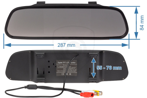 dimensiunile monitorului auto din oglinda retrovizoare pentru camera marșarier