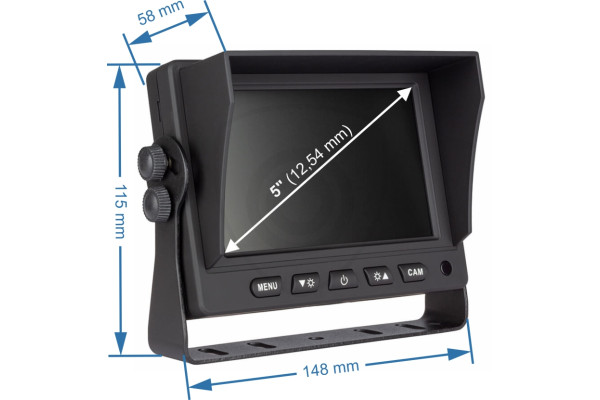 dimensiunile monitorului Vestys AHD de 5 inchi la camera vehiculului