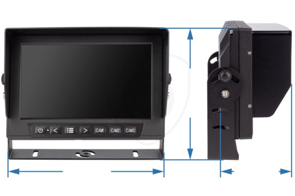 dimensiunile monitorului Vestys WP AHD de 7 inchi la camera vehiculului